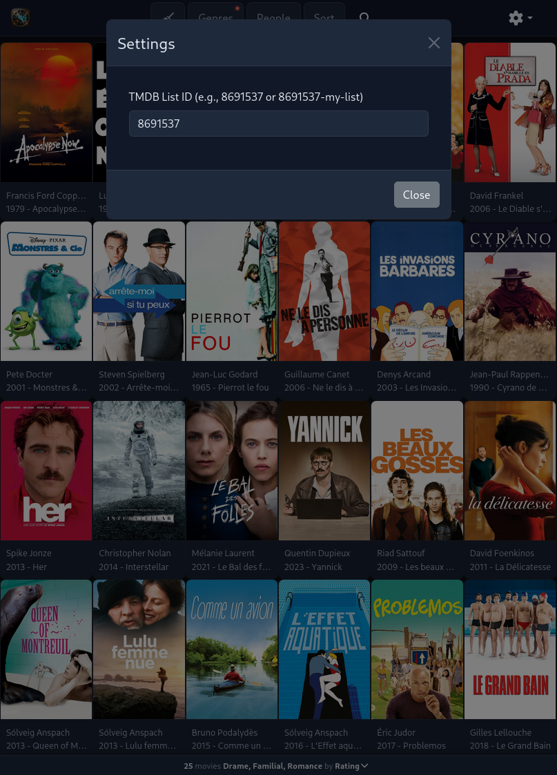 Genres Filter Modal
